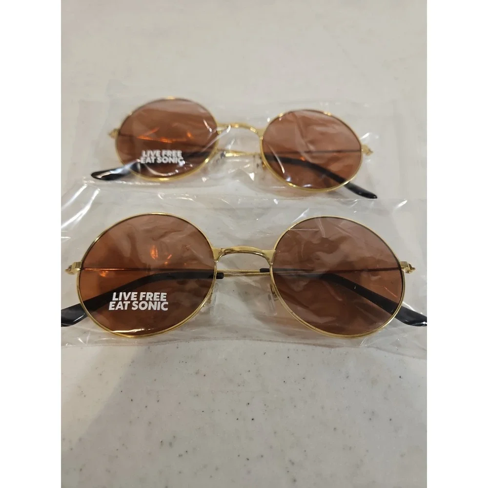 SONIC‎ DRIVE IN - LIVE FREE EAT SONIC - GOLD TONE SUNGLASSES - NEW